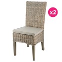 Conjunto de 2 sillas en un Kubu pies medio teca color gris KosyForm