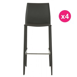 Conjunto de 4 cadeiras de couro sintético cinza KosyForm Bar