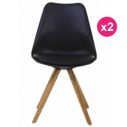 Set of 2 chairs black base oak KosyForm