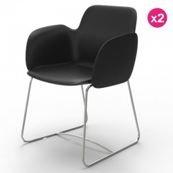 Confezione da 2 sedie VONDOM Pezzettina nero opaco e metallo