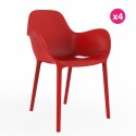 Set of 4 chairs Sabinas Vondom Red