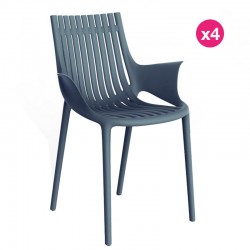 Set of 4 Vondom Ibiza armchairs with armrests Navy Blue