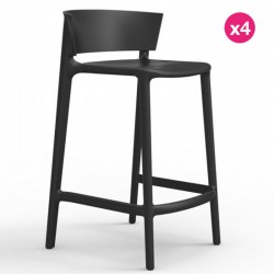 Set of 4 stools worktop Vondom Africa seat height 65 cm Vondom black