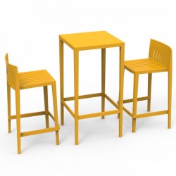 Set Spritz table and 2 stools Vondom seat height 66cm yellow