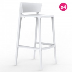 Set of 4 bar stools Vondom Africa seat height 74.5 cm white