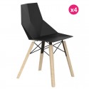 Set of 4 Chairs Vondom Faz Wood1 black bleached oak feet