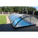 Refugio de piscina en antracita de aluminio y policarbonato 380 x 854 x 132