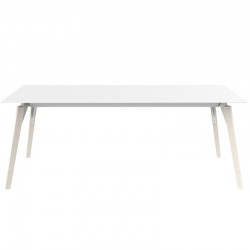 Vondom Faz Wood Plateau Tisch 200x90 Weiß und Fuß Eiche Weiß