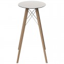 Vondom Faz Wood Tisch Runde Weiße Hpl und Schwarze Rand mit Fuß Eiche Natur Durchmesser 60 x H105cm