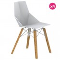 4-Stühle-Stapel Vondom Faz Wood2 Weiße Füße Eiche
