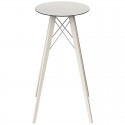Vondom Faz Wood Tisch Runde Runde Weiß und Schwarze Rand mit Füssen Chene Blanchier Durchmesser 50 x H105cm