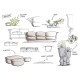 Canapé Sofa Vondom design Suave angle en tissu déperlant blanc Snow 1041