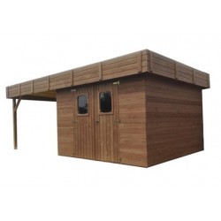 Casetta da giardino Habrita Thizy in legno termotrattato 11,53 m2 con tetto in acciaio