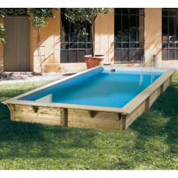 Pool Holz Ubbink Sunwater 300x555 H140 Liner Blau