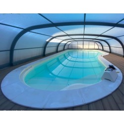 Pool Enclosure Cintrè Telescopic Shelter Malta pronto per l'installazione per piscina 900 x 450