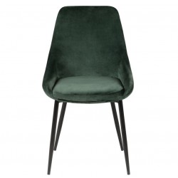 Conjunto de 4 sillas comida de terciopelo verde con Base de Metal negro Kari KosyForm