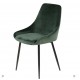 Set of 4 chairs meal velvet green with Base Metal Black Kari KosyForm