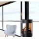 Round Wood Stove Ferlux Panoramic 8 kW on Central Stand