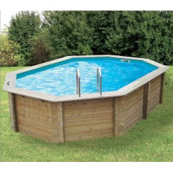 Pool Holz Sonnenwasser 490x300 H120cm Blau Liner Ubbink