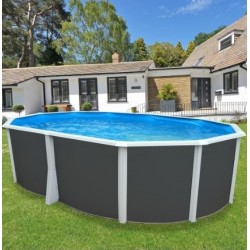 Piscine hors sol TOI Ibiza Compact ovale 550x366x132 avec kit complet Anthracite