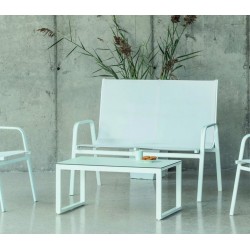 Gartenmöbel Avalon -7 HPL Aluminium Weiß und Textilene 4 Plätze Hevea
