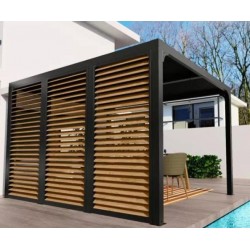 Bioklimatologische pergola Habrita aluminium 10,80 m2 zuignappen imitatie houten zijde 3.6m