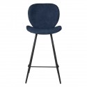 Set of 2 Chairs Worktop Ania Fabric Dark Blue Base Metal VeryForma