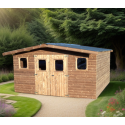 Casetta da giardino in legno massello Habrita Thermabri 15,14 m2 con tetto in acciaio